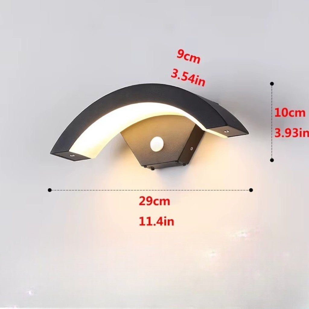 Lampada da Parete LED Curva con Sensore di Movimento Esterno IP65