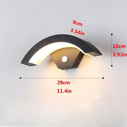 Lampada da Parete LED Curva con Sensore di Movimento Esterno IP65