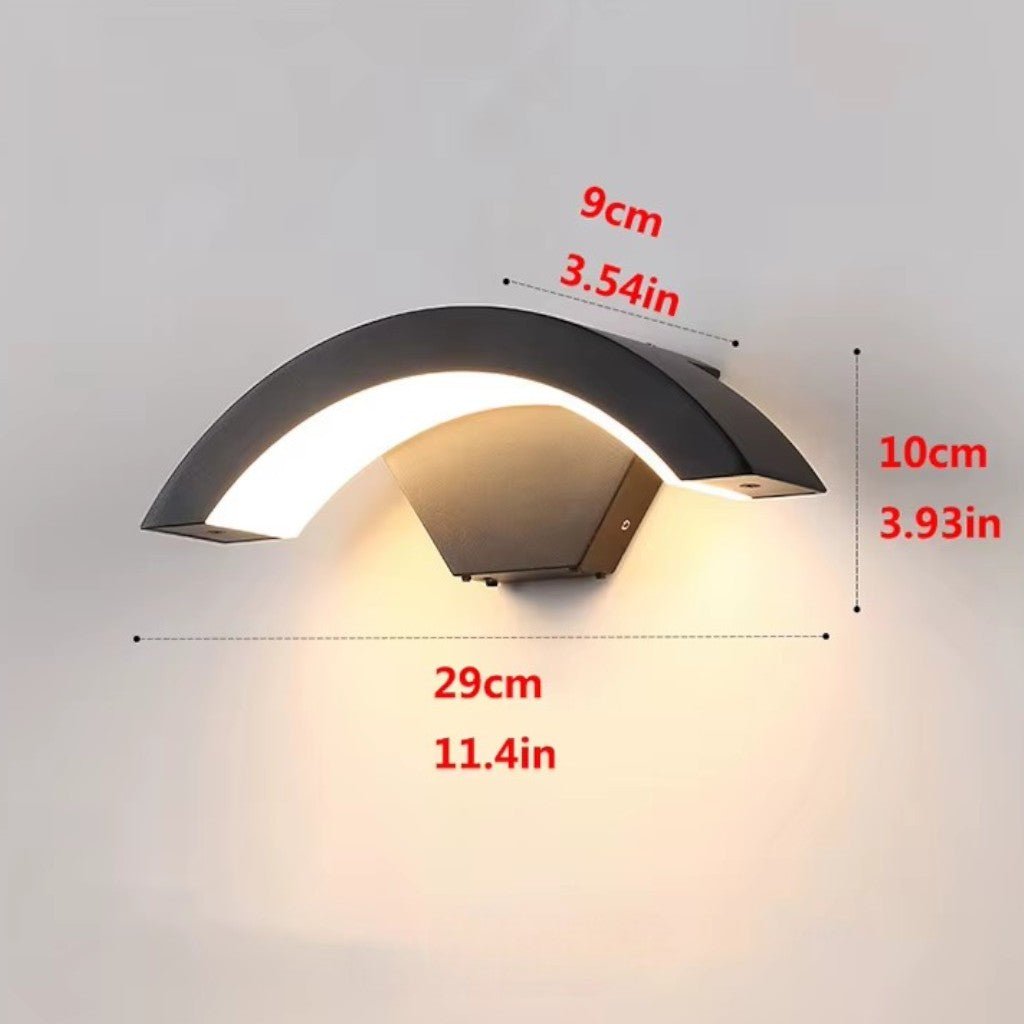 Lampada da Parete LED Curva con Sensore di Movimento Esterno IP65