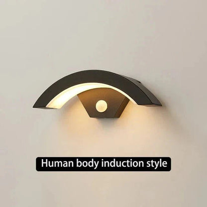 Lampada da Parete LED Curva con Sensore di Movimento Esterno IP65