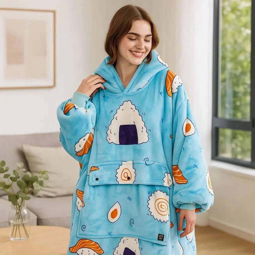 USB Heated Blanket Hoodie — One Size, Soft Fleece Warmth 18