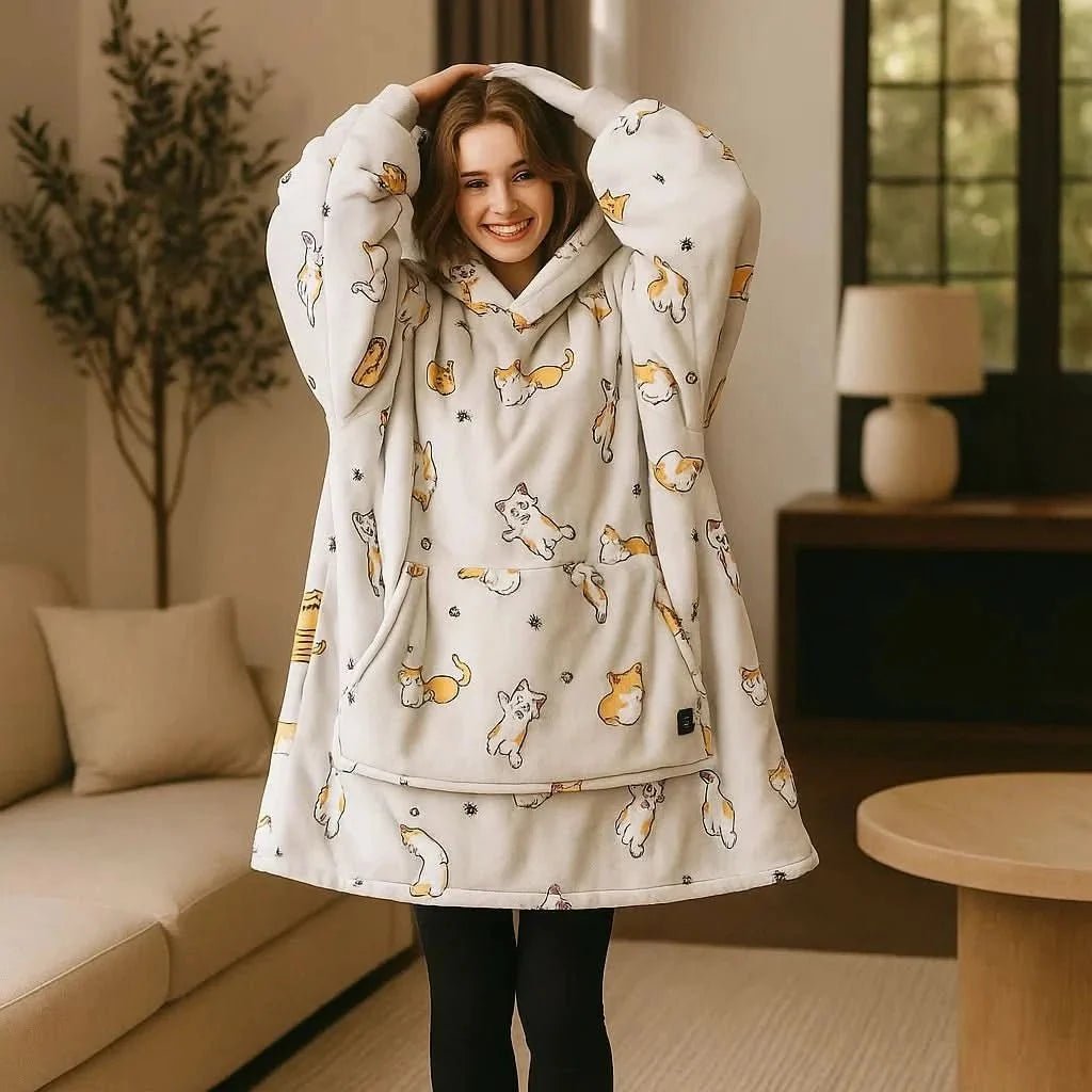 USB Heated Blanket Hoodie — One Size, Soft Fleece Warmth 20