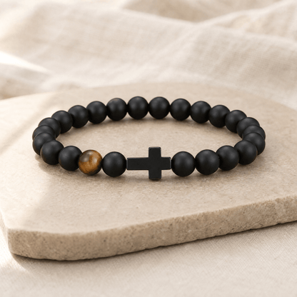 Men's Beaded Cross Bracelet — with Personalized Message Card 7
