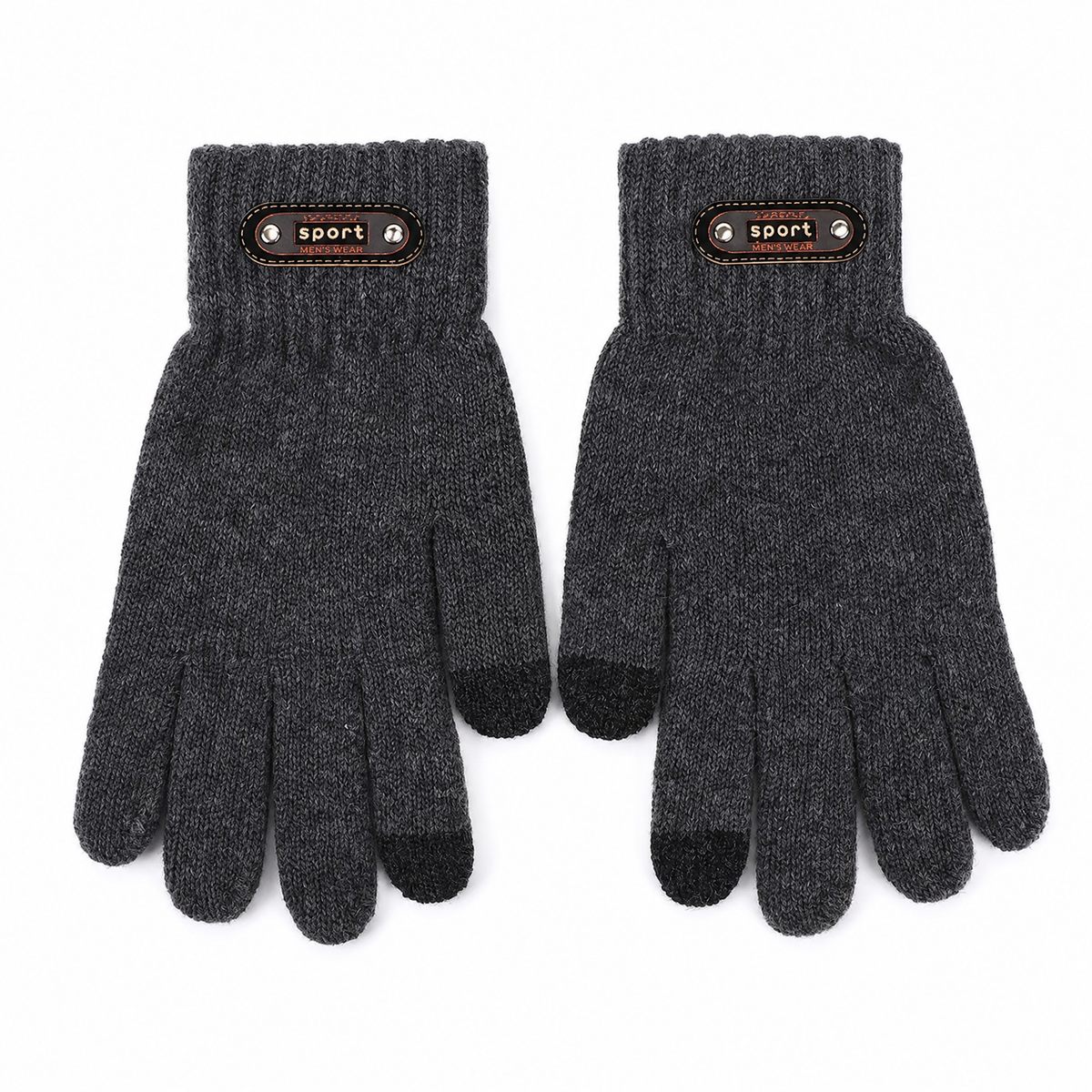 Men's Winter Knit Gloves — Touchscreen Fingertips One Size 8