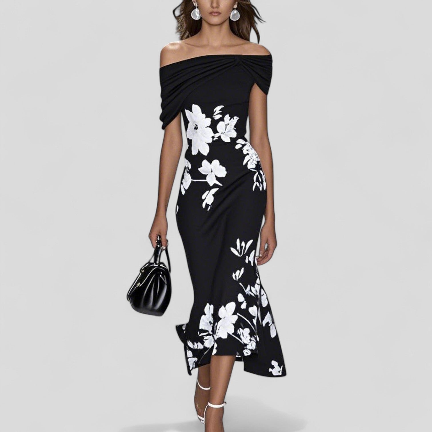 Abito Midi Elegante con Stampa Statement