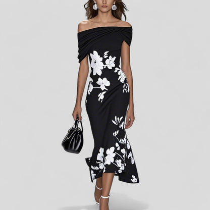 Abito Midi Elegante con Stampa Statement