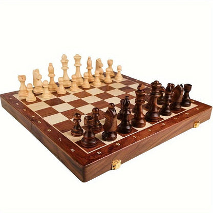 Folding Walnut Wood Chess Set — Handcrafted Luxury Board Game 2