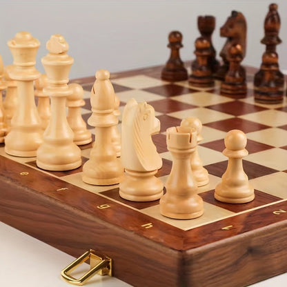 Folding Walnut Wood Chess Set — Handcrafted Luxury Board Game 3