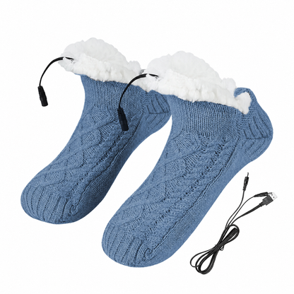 USB Heated Knit Slipper Socks — Non-Slip Sole 4 Colors 8