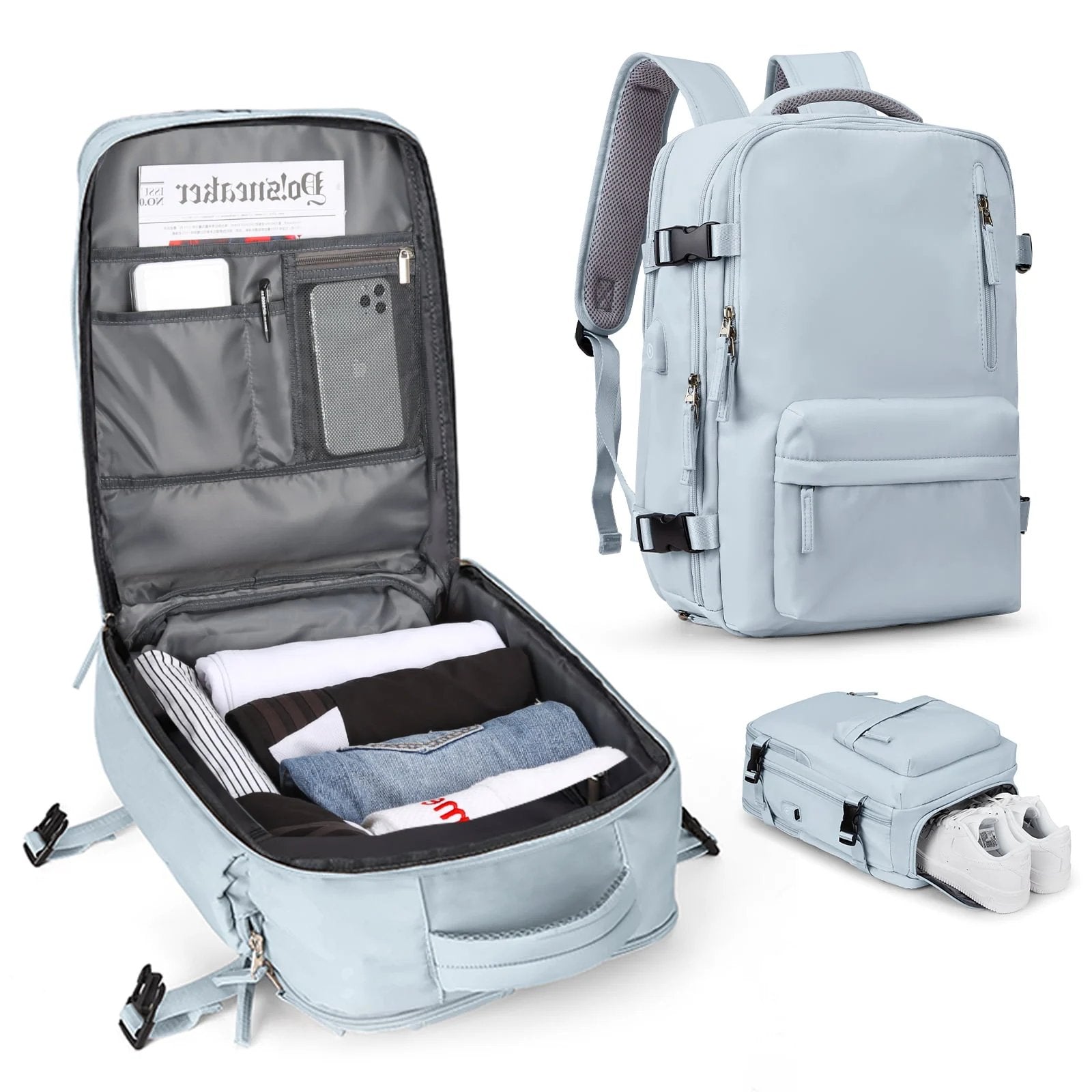 Zaino da Viaggio Donna 35L Impermeabile Multifunzione con USB