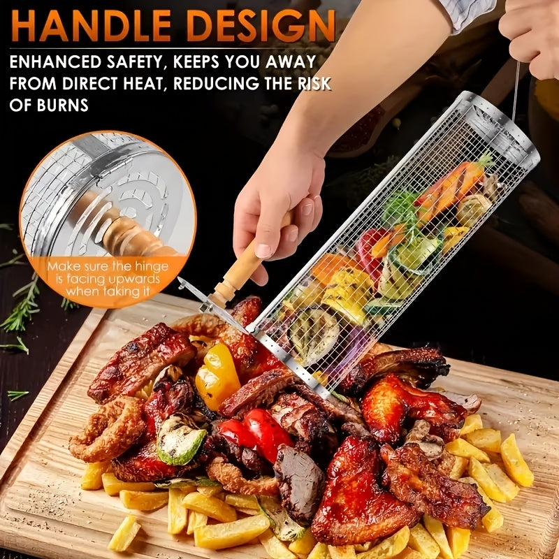 Rollgrill — Stainless Steel Rotating BBQ Grill Basket 5