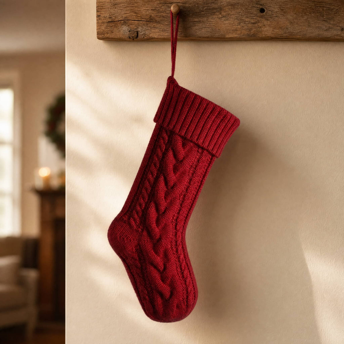 Knitted Christmas Stocking 46 cm — Cable-Knit 3 Colors 1