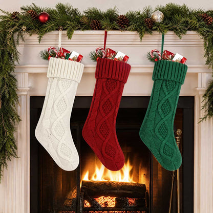 Knitted Christmas Stocking 46 cm — Cable-Knit 3 Colors 2