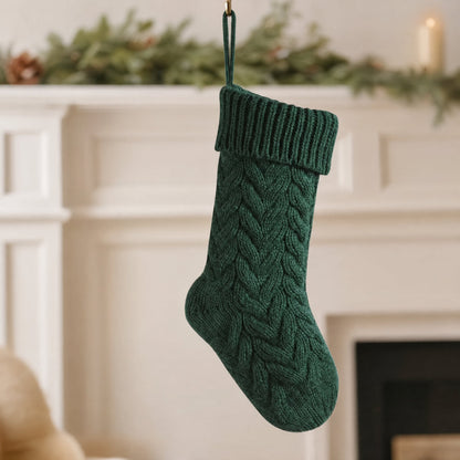 Cable Knit Christmas Stocking 37 cm — 4 Colors, One Size 1