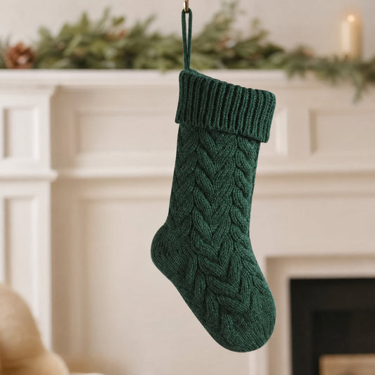 Cable Knit Christmas Stocking 37 cm — 4 Colors, One Size 1