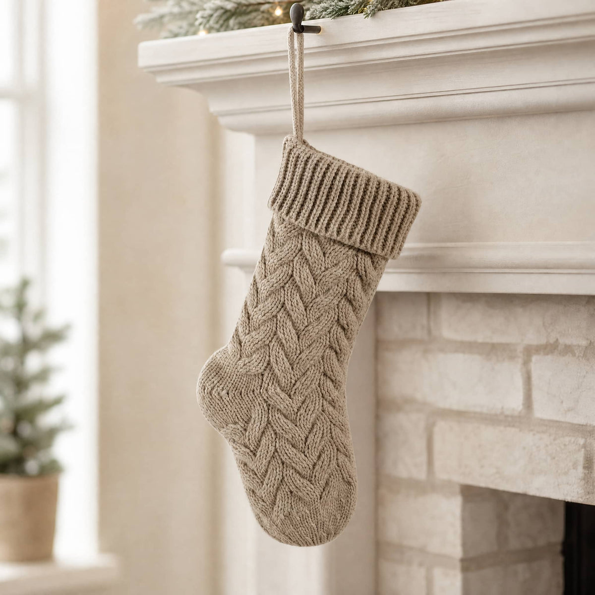 Cable Knit Christmas Stocking 37 cm — 4 Colors, One Size 10