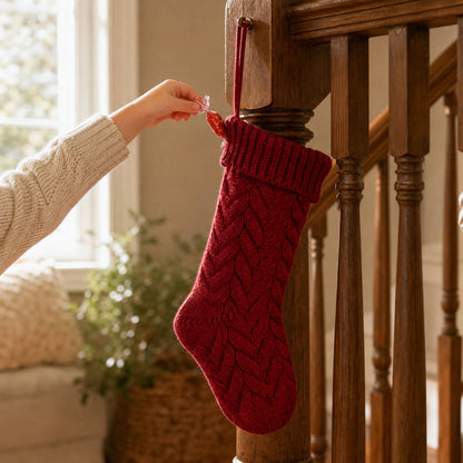 Cable Knit Christmas Stocking 37 cm — 4 Colors, One Size 5