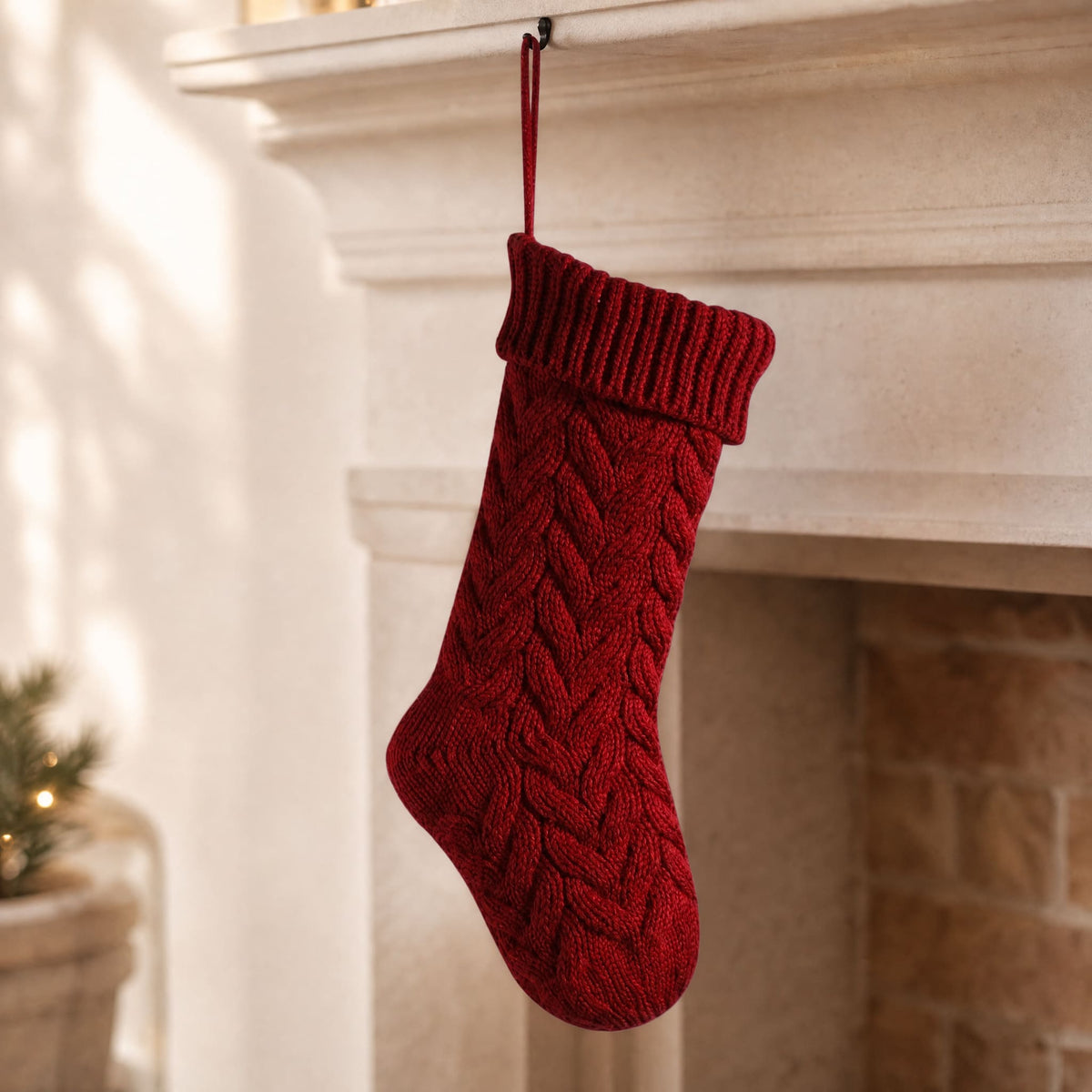 Cable Knit Christmas Stocking 37 cm — 4 Colors, One Size 8