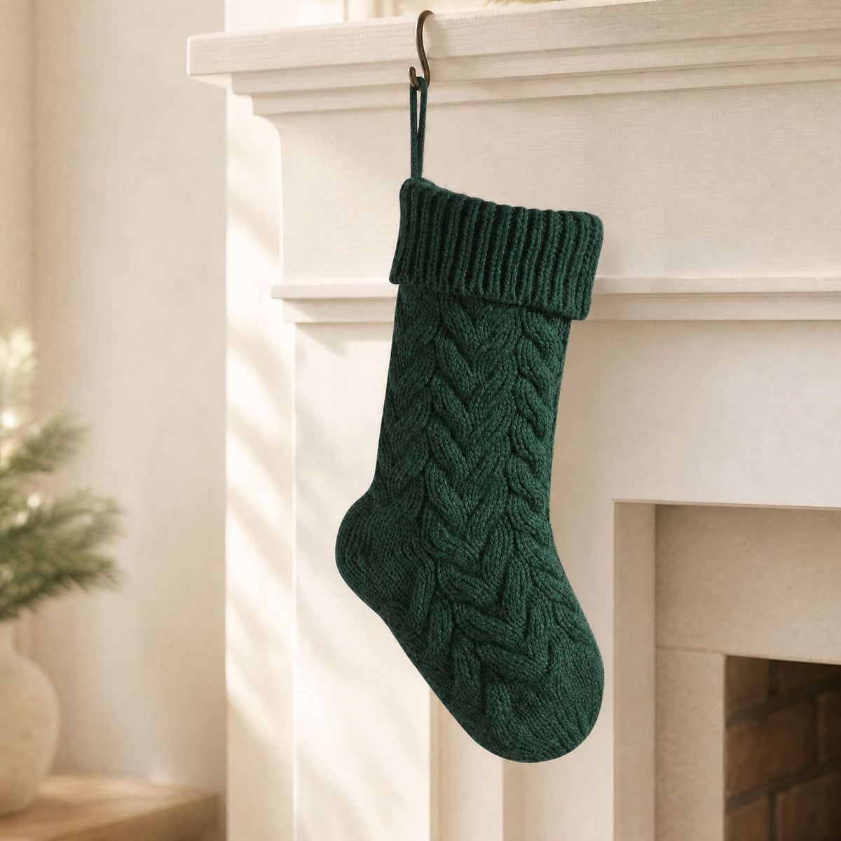 Cable Knit Christmas Stocking 37 cm — 4 Colors, One Size 9