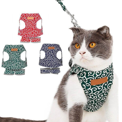 Pettorina Gilet per Gatti con Guinzaglio Regolabile