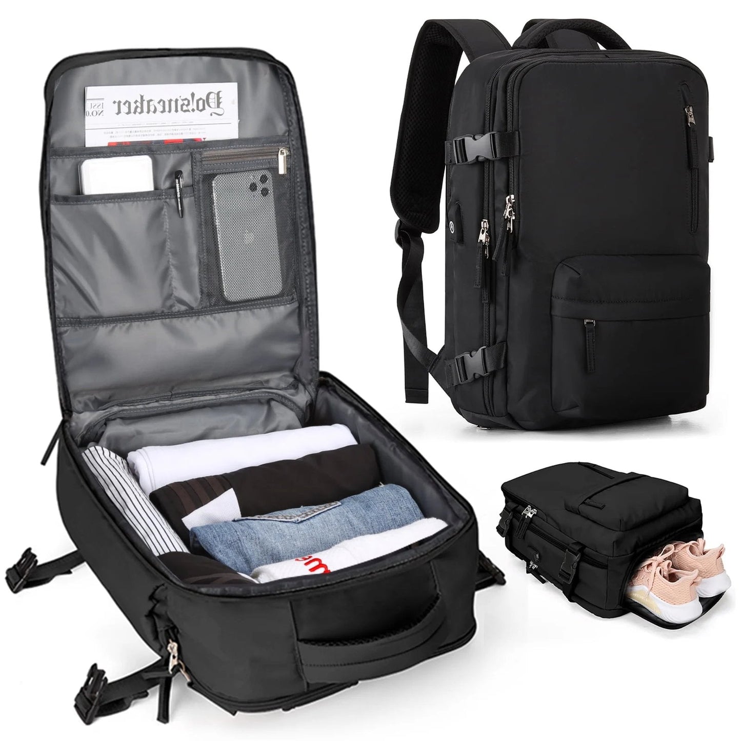 Zaino da Viaggio Donna 35L Impermeabile Multifunzione con USB