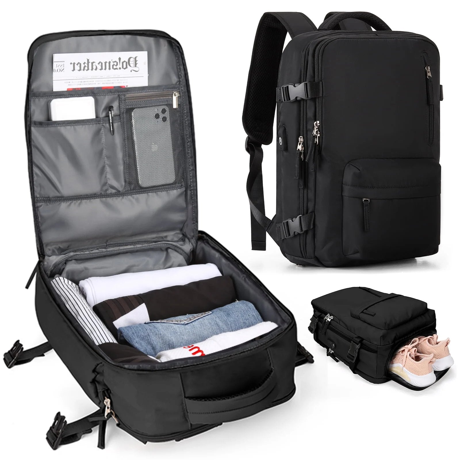 Zaino da Viaggio Donna 35L Impermeabile Multifunzione con USB