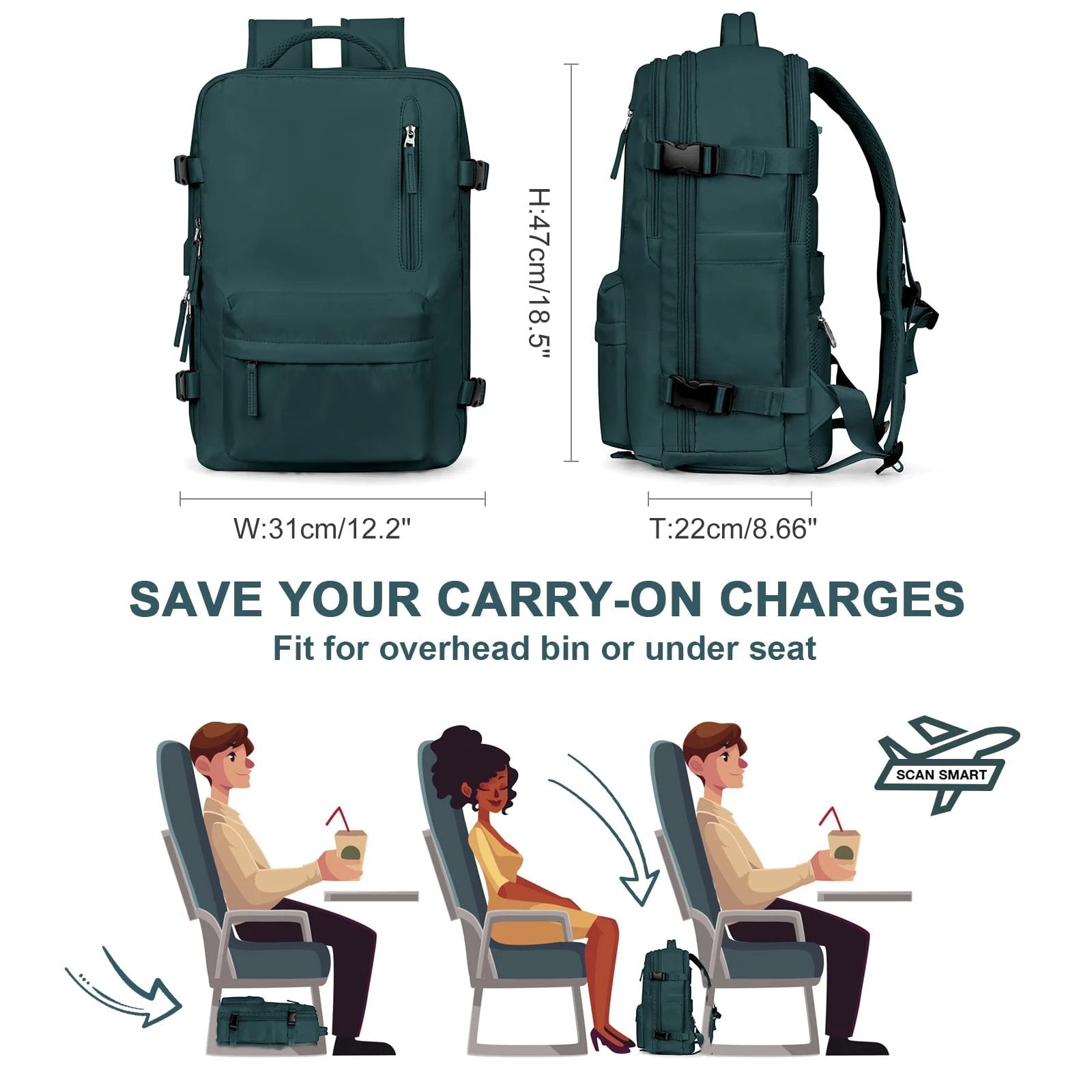 Zaino da Viaggio Donna 35L Impermeabile Multifunzione con USB