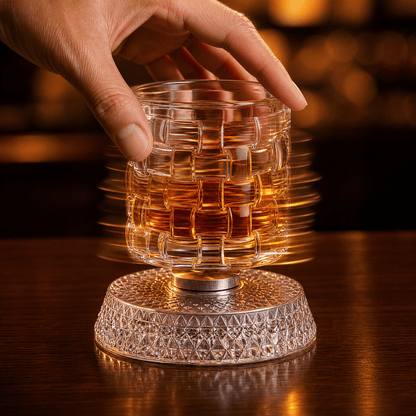 360° Spin Whisky Tumblers – Set of 2 Crystal-Cut Glasses 2