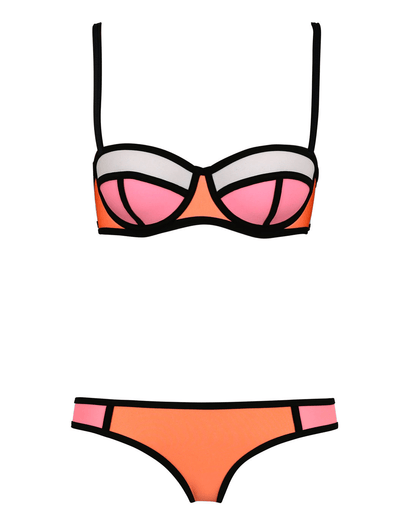 Bikini Due Pezzi Color Block con Bordo a Contrasto