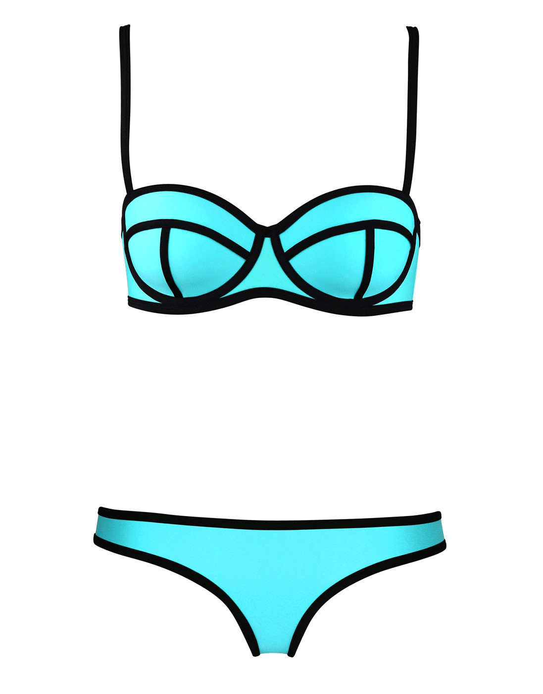 Bikini Due Pezzi Color Block con Bordo a Contrasto