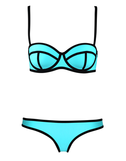 Bikini Due Pezzi Color Block con Bordo a Contrasto