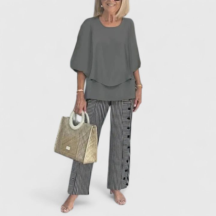 Completo Due Pezzi Elegante Donna Top e Pantaloni