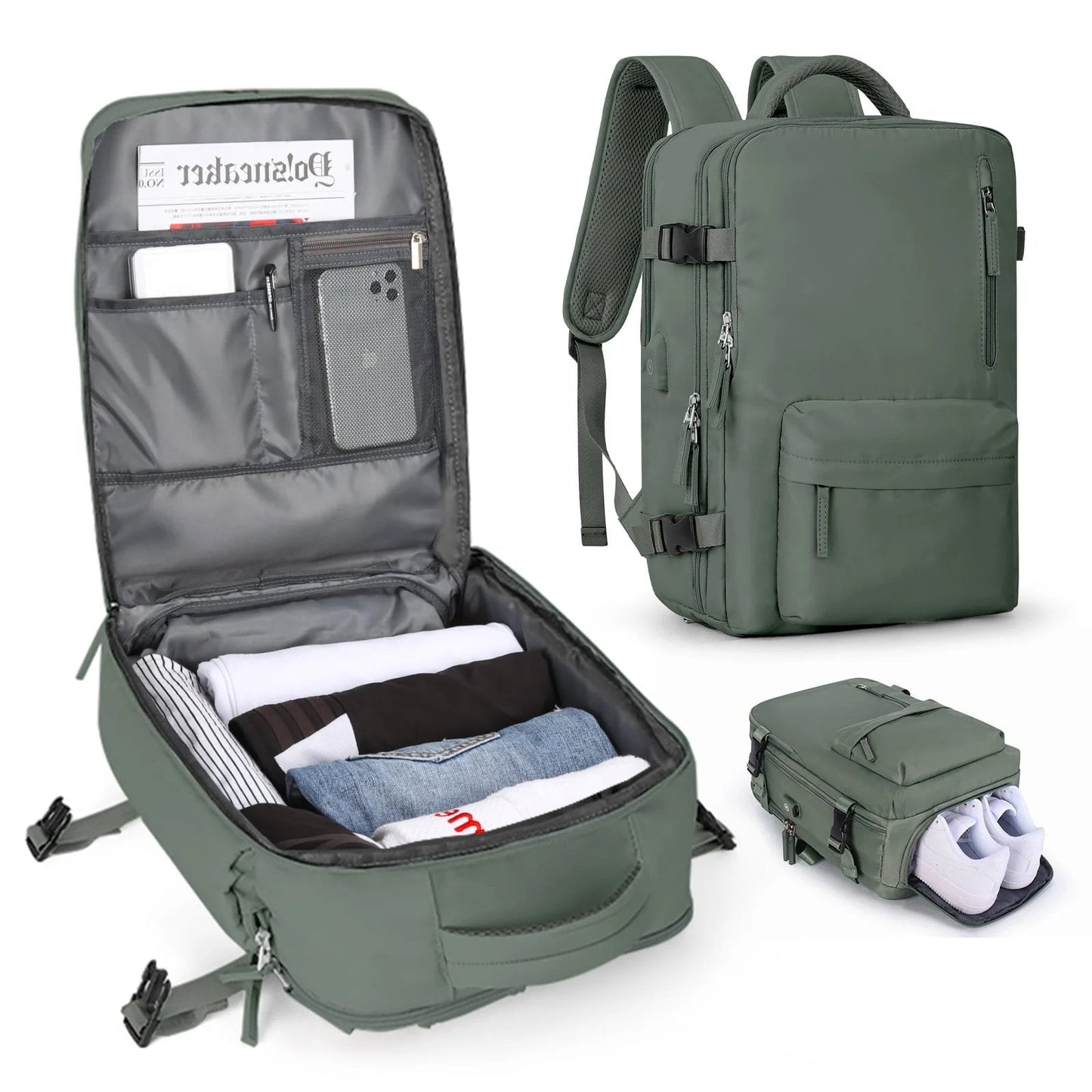 Zaino da Viaggio Donna 35L Impermeabile Multifunzione con USB