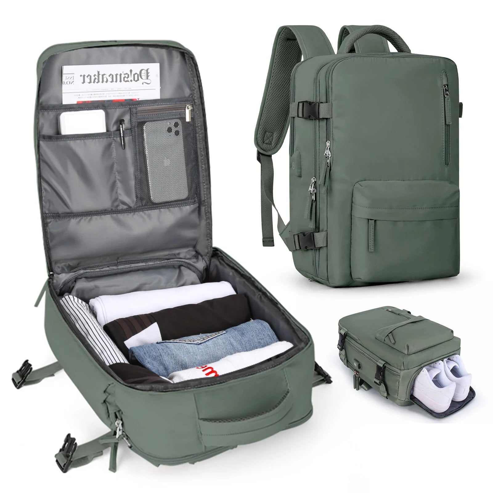 Zaino da Viaggio Donna 35L Impermeabile Multifunzione con USB