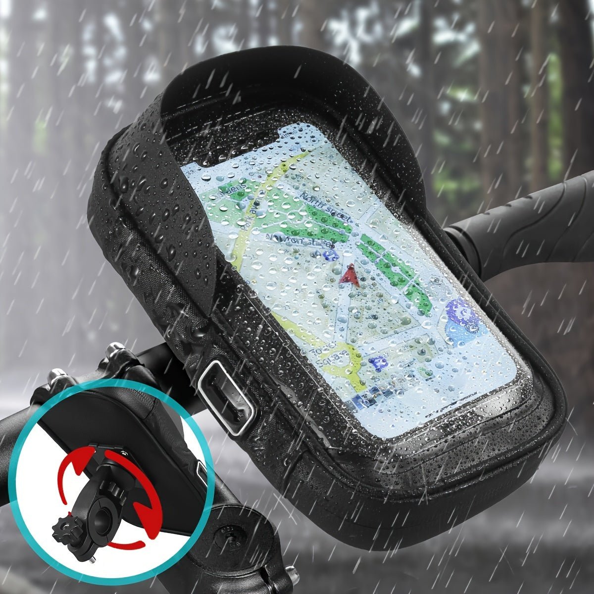 Porta Telefono Impermeabile per Bici e Moto con Rotazione 360°