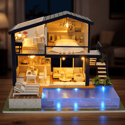 DIY Miniature Dollhouse Kit with LED Lighting — Multiple Styles 3