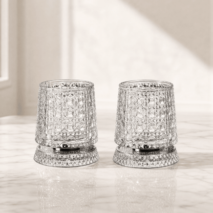 360° Spin Whisky Tumblers – Set of 2 Crystal-Cut Glasses 12