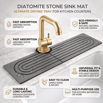 Diatomite Stone Sink Mat — Fast-Drying Faucet Tray Kitchen 3