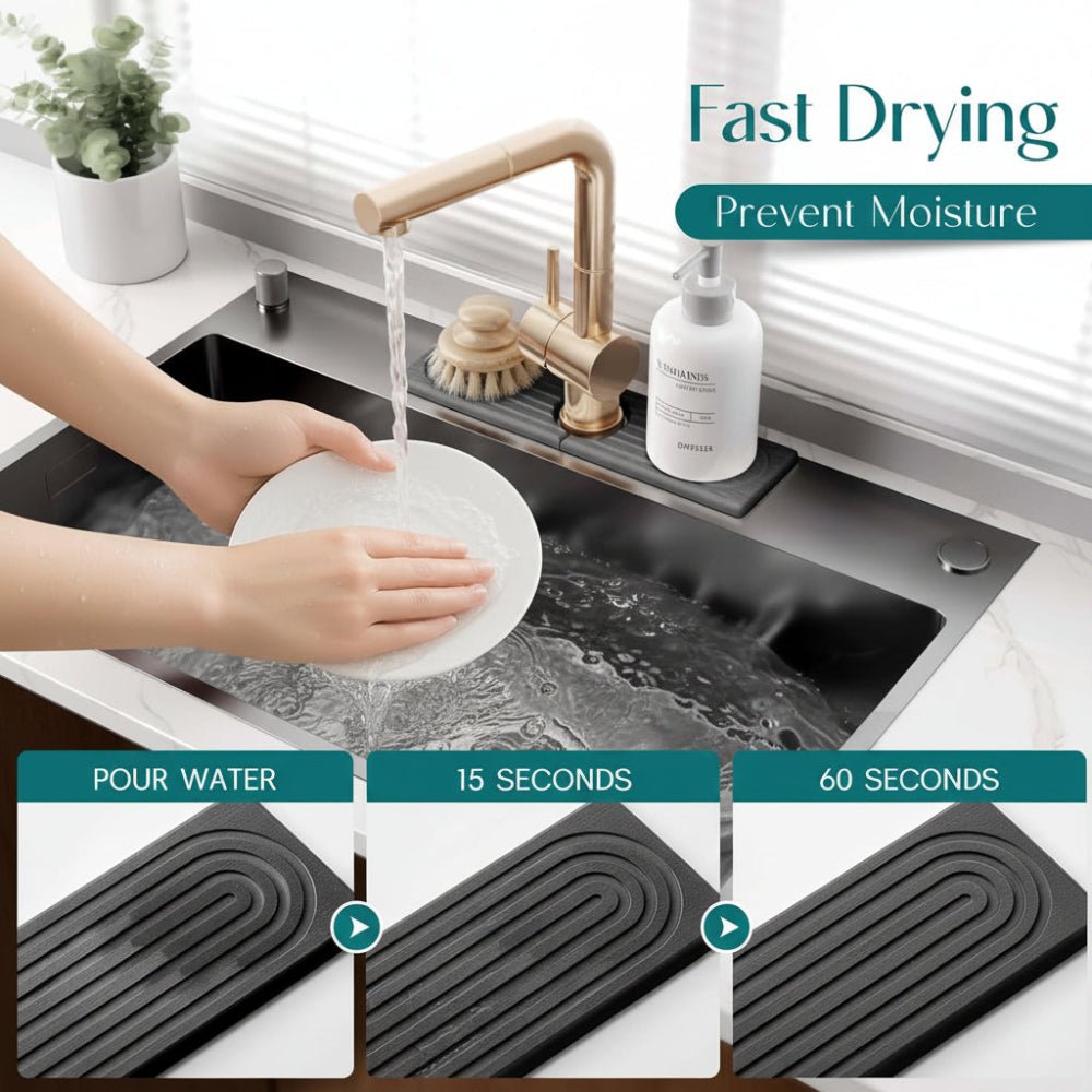 Diatomite Stone Sink Mat — Fast-Drying Faucet Tray Kitchen 7