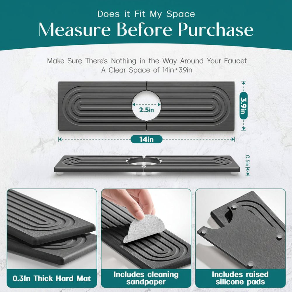 Diatomite Stone Sink Mat — Fast-Drying Faucet Tray Kitchen 8