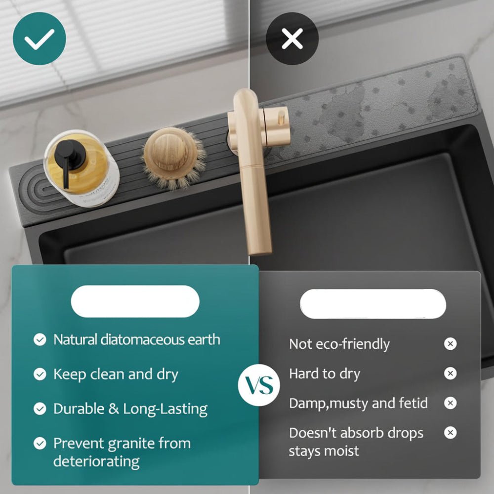 Diatomite Stone Sink Mat — Fast-Drying Faucet Tray Kitchen 9