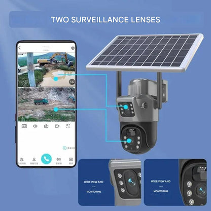 4K Solar Security Camera Wireless — Dual Lens 10x Zoom IP66 12