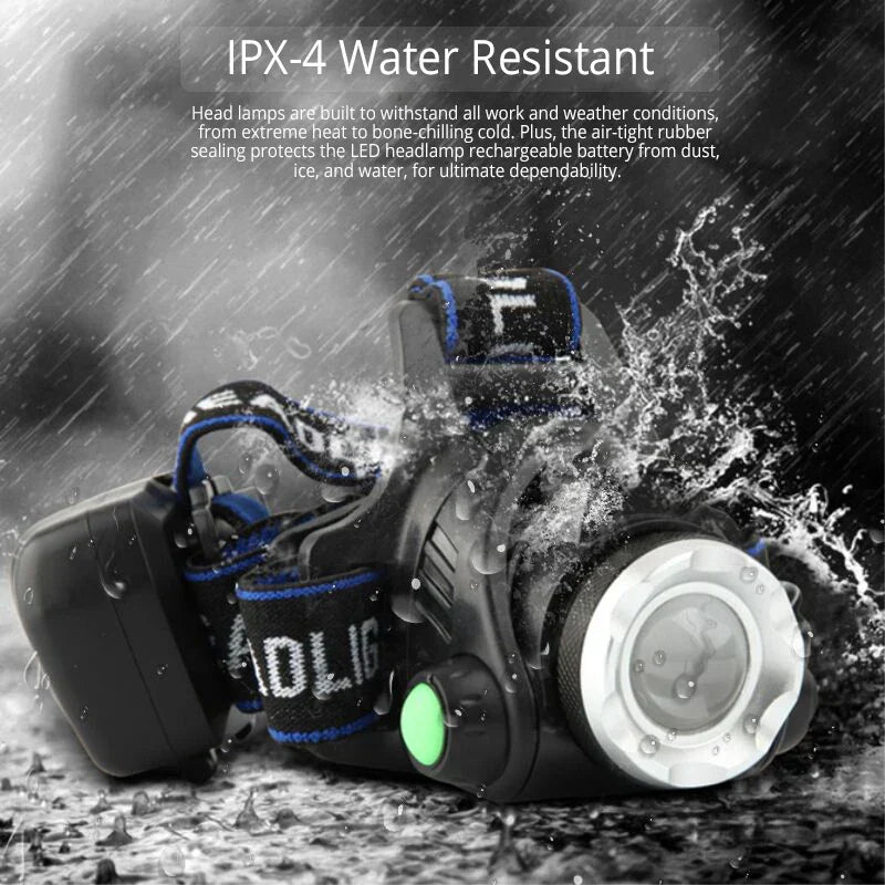 LED Headlamp 2000 Lumens — Zoom & USB Rechargeable Battery 13