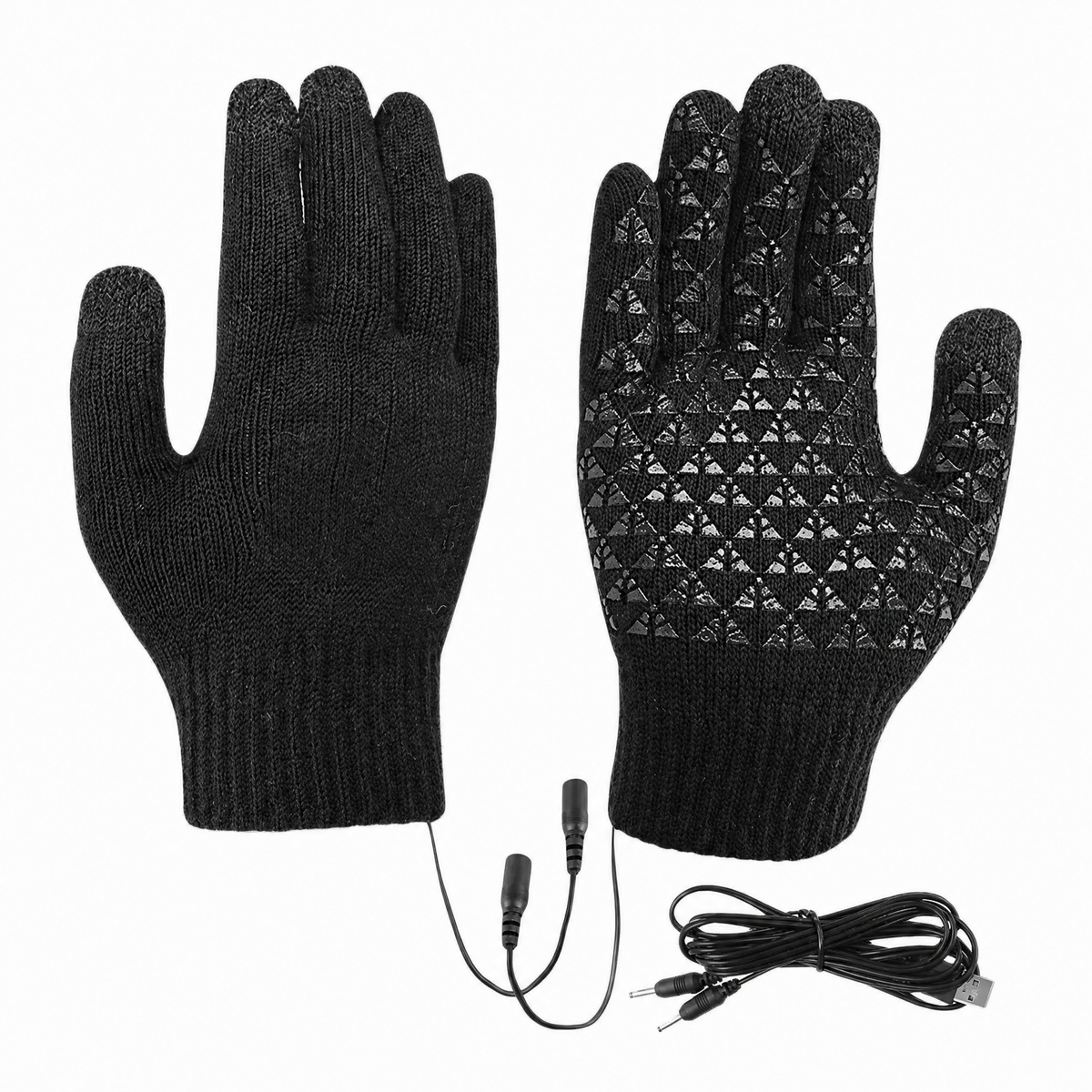 USB Knit Gloves Touchscreen Fingertips & Anti-Slip Grip 6