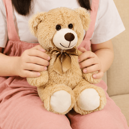 Teddy Bear & Dog Plush Toy with Satin Bow — 25-30 cm Soft 3