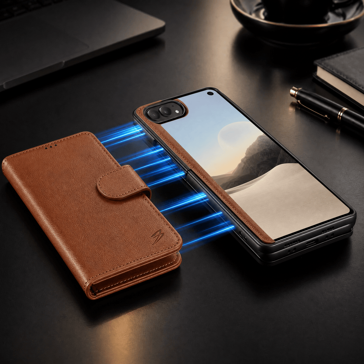 Fierre Shann Wallet Case Google Pixel 9 Pro Fold RFID 2-in-1 3