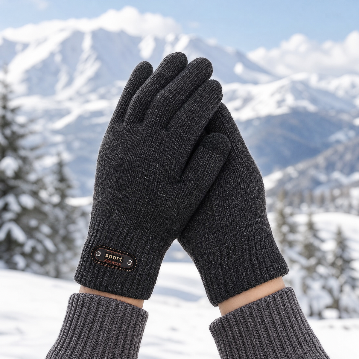 Men's Winter Knit Gloves — Touchscreen Fingertips One Size 4