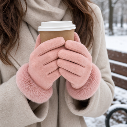Women's Winter Gloves with Faux Fur Cuff — One Size 2