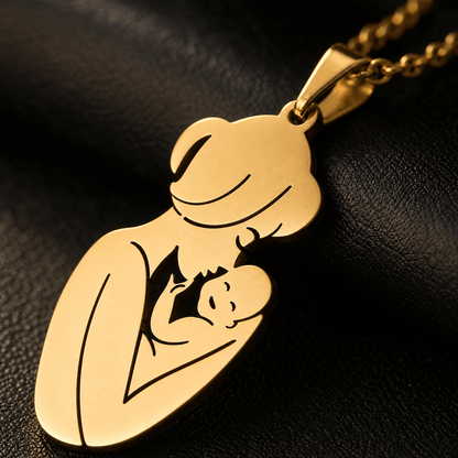 Mother & Child Pendant Necklace — Stainless Steel Gold Silver 5