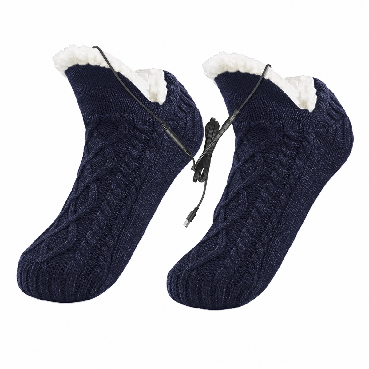 USB Heated Knit Slipper Socks — Non-Slip Sole 4 Colors 6